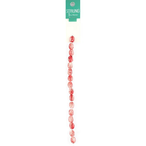 10mm Oblong Marbled Porcelain Strung Beads